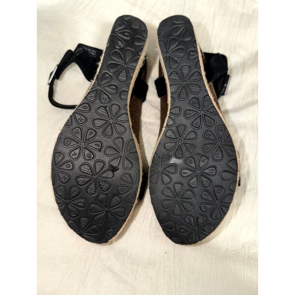 Aetrex Sydney espadrilles wedge ankle strap black tan sandals 7.5 - 8 women's - Picture 7 of 10